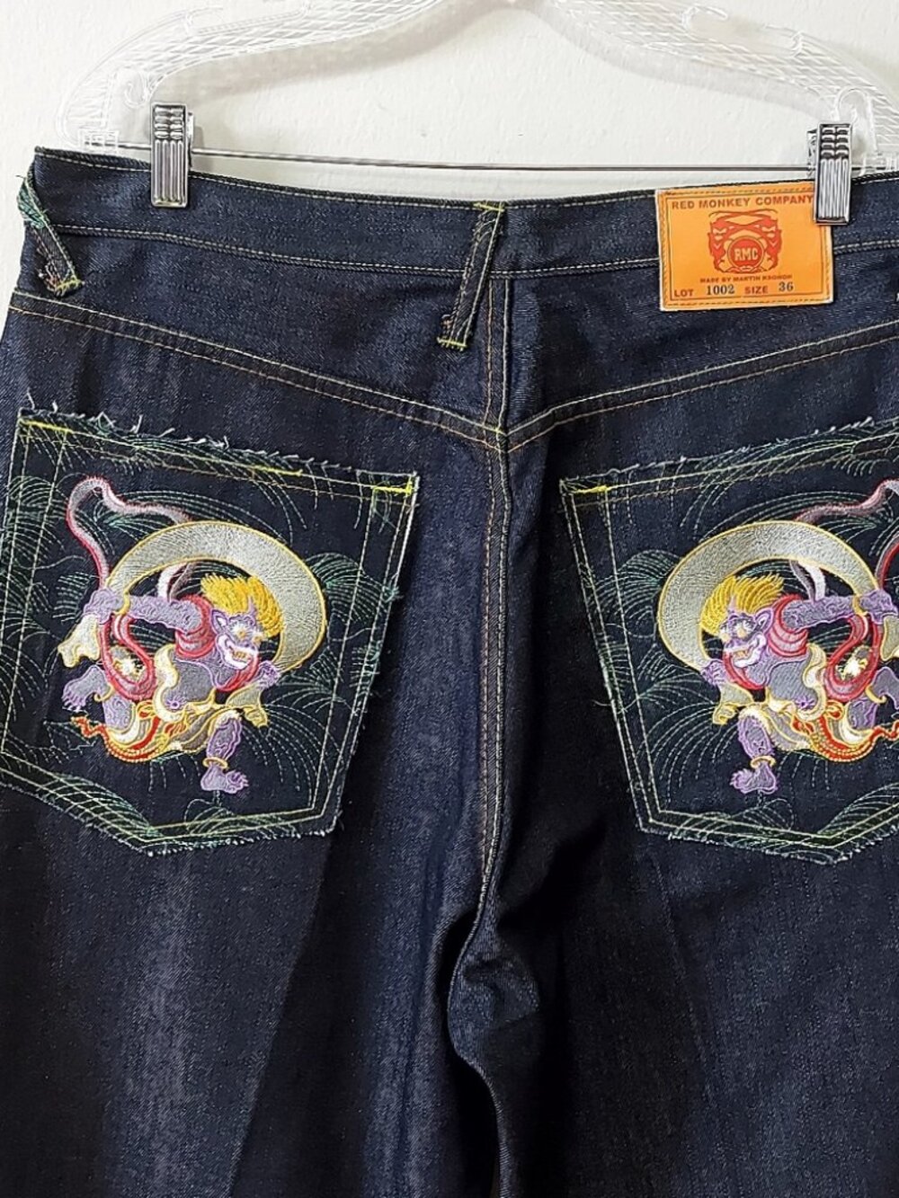 RMC Red Monkey Company Fujin Embroidered Selvedge Denim Martin Ksohoh Jeans 36